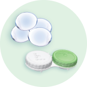 Illustration of hands holding recyclable lens materials